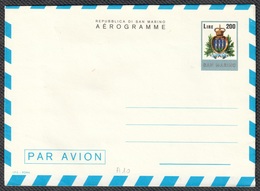 SAN MARINO - AEROGRAMMA TIPO ORDINARIO L. 200 - 1978 - NUOVO / NEW - CATALOGO FILAGRANO A10 - Postal Stationery