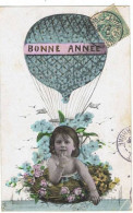 Bonne Année   1906    Montgolfière  Avec Enfant - Montgolfières