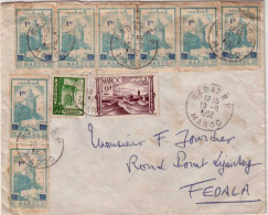 MAROC - Yvert N°297x8 +253A+282  Sur LETTRE De RABAT Pour FEDALA -1952 - Lettres & Documents