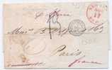 Lettre De Cuba De 1852 , Cachet D´achemineur De New York, Pour  Paris - Maritieme Post