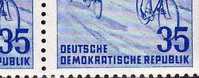 Geplatzter Vorderreifen DDR 356 PF Feld 2 ** 42€ Plus Vergleich Spurt Bei Radfernfahrt 1953 Error On Stamps Germany - Variétés Et Curiosités