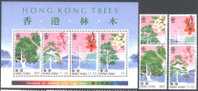 HONG KONG - TREES  - 1988 - Mi.540 / 3 + Bl. 9 - MNH ** - Nuovi