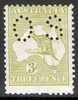 Australia 1915-1924 3d Olive Kangaroo 3rd Watermark Perf OS - CCCA 25OS - MNH - Actual Stamp - Nuovi