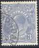 Australia 1926 King George V 3d Dull Ultramarine - Small Multiple Wmk P 13.5 Used - Actual Stamp - - SG100 - Usados