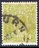 Australia 1926 King George V 4d Yellow-olive - Small Multiple Wmk P 13.5 Used - Actual Stamp - SG102 - Oblitérés