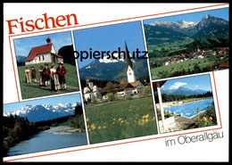 POSTKARTE FISCHEN IM OBERALLGÄU Iller Freibad Tracht Folklore Traditional Costume Folklorique Cpa Postcard Ansichtskarte - Fischen