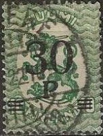 FINLAND 1921 Lion Surcharged - 30p. On 10p. - Green FU - Usati