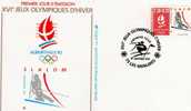 France: 1991 Très Belles Fdc J.O D'Alberville "slalom" Oblitération Les Ménuires - Winter 1992: Albertville