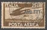 TRIESTE A   25 LIRE POSTA AEREA SOVRASTAMPA SU UNA RIGA USATO - Airmail