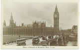 Rppc - U.K. - ENGLAND - LONDON - PARLIAMENT & WESTMINSTER BRIDGE ( BUSY) - Circa 1930 - Houses Of Parliament