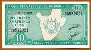 **NOUVEAU** 10 Francs  "Burundi"  1er Novembre 2007  UNC    Ble 10 - Burundi