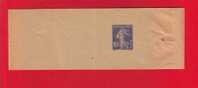 131 - Entier Postal Type Semeuse Fond Plein Inscription Maigre 10 C Bleu Outremer N° XXX (Y&T 279-BJ1) - Streifbänder