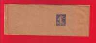 136 - Entier Postal Type Semeuse Fond Plein Inscription Maigre 10 C Bleu Outremer N° 838 (Y&T 279-BJ1) - Bandes Pour Journaux