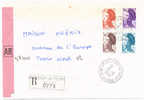 1983-19-12 Lettre Recommandée R1+AR Tarif 1/6/83 1e éch 4 Coul 2190+2243+2276+2179 Gandon Chambray-Tours Indre-et-Loire - Postal Rates