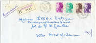 1983-28-11 Lettre Recommandée R1  Tarif 1/6/83 1eéch 4couleurs 2184+2181+2243+2276 Liberté Gandon Plouezec Cotes-du-Nord - Postal Rates