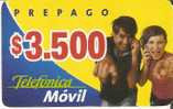 TARJETA DE CHILE DE TELEFONICA MOVIL DE $3500 (con Pequeñas Marcas De Doblez) - Chile