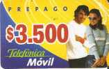 TARJETA DE CHILE DE TELEFONICA MOVIL DE $3500 (con Marcas De Doblez) - Chile