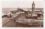 Douglas Isle Of Man, Victoria Pier, Street Car Lighthouse Ferry Clock On C1920s Vintage Real Photo Postcard - Isle Of Man