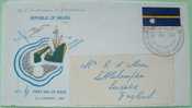 Nauru 1969 FDC Cover To England UK - Independence Flag Map Bird Phosphate Mining Crane Ship - Nauru