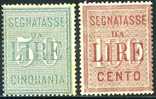 1884 Regno Segnatasse Da Lire 50 E Lire 100, Serie Completa Nuova (*) - Portomarken