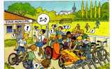 Carte Double,Scouts De France, Au Stade Municipal, Velos, Automobile, Illustrateur Bernard DUFOSSE - Padvinderij