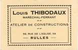 Rulle - Carte Publicitaire Louis Thibodaux- Maréchal-Ferrant - Habay