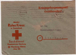 GUERRE 39/45 - CROIX ROUGE - PRISONNIERS De GUERRE ALLEMANDS - LETTRE Du SERVICE De RECHERCHE De HAMBURG De 1949 - Prisoners Of War Mail