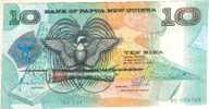 PAPUA NEW GINEA 10 KINA BLUE BIRD 25TH ANN.OF BANK FRONT ANIMAL SHELL BACK  DATED 1998 P.17 VF READ DESCRIPTION - Papua Nuova Guinea