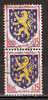 Timbre France Y&T N°1354 X2 (1) Obl. Paire Verticale Armoirie De Nevers.  0.15 F. Rouge, Bleu Foncé Et Jaune. - 1941-66 Coat Of Arms And Heraldry