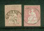 SUISSE N° 28 & 28 B Obl. Rose Pale & Rose - Oblitérés