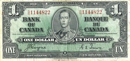 CANADA $1 DOLLAR KGVI HEAD FRONT WOMAN BACK DATED 2-1-1937 P58e SIGN. COYNE-TOWERS  READ DESCRIPTION - Canada