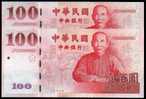 2 Pieces Taiwan 2011 NT$100 Banknote Sun Yat-sen- For Commemorate 100 Years Of Rep Of China - Taiwan