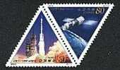 China 2000-22 Tibetan 1st Flight Of Shenzhou Spaceship Stamps Rocket Globe Triangular - Sonstige (Luft)