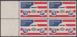 !a! USA Sc# C090 MNH BLOCK W/ Left Margins - Planes, Globes & Flags - 3b. 1961-... Neufs