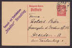 Postal Stationery Ganzsache Entier Postkarte Versand Und Vertriebshaus "STADLER" 10 Pf. Wappen STRAUBING 1919 To Dresden - Ganzsachen