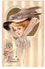 Antique Valentines Day Postcard, Pretty Woman With Gorgeous Hat - San Valentino