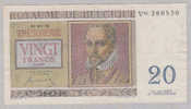 BELGIUM 20 Francs 1-7-1950 VF++  CRISP Banknote P 132a  132 A - Altri & Non Classificati
