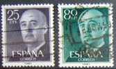 OS.22-1-4. Spain, Espana Correos, 1955 - 1960 - FNMT - 25 - 80 Cts - Franco - Used Stamps