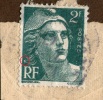 France,Marianne [by Gandon] ,2 Fr.1945.Y&T#713,Mi#685,on Piece,error Shown On Scan,see Scan - Oblitérés