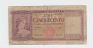 Italy 500 Lire 1961  P 80b  80 B - 500 Liras