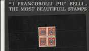 SAN MARINO 1945-6 STEMMI L.25 MNH QUARTINA - Unused Stamps