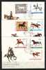 POLAND FDC 1967 HORSES SET OF 8 - VARIOUS SPORTS WITH HORSES Carriages Polo Eventing Jumping Carriage Riding - Diligences