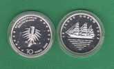 10 Euro Gedenkmünze,  2008 - Segelschulschiff Gorch Fock , Silverproof, Polierte Platte (J) - Allemagne
