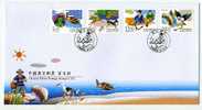 FDC 1998 Chinese Fables Stamps Turtle Frog Snake Shell Clam Fox Idiom Well Tiger Snipe Bird - Coneshells