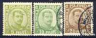 #Iceland 1921.  Christian X.  Michel 99-101.  Used(o). - Used Stamps