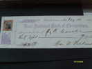 BANCA 1879 Kent National Bank Of Chestertown Assegno Bancario + Francobollo Fiscale G.Washington - Banco & Caja De Ahorros