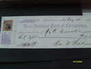 BANCA 1879 Kent National Bank Of Chestertown Assegno Bancario + Francobollo Fiscale G.Washington - Banque & Assurance