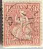 Sitzende Helvetia 38, 10 Rp.rot   ISLIKON       1871 - Used Stamps