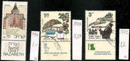 ISRAEL-1986-1997-IVERT.994,1370/72-ARTE Y MUSICA-USADOS - Oblitérés (avec Tabs)