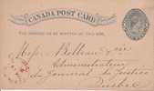 Carte Postale Canada Post  Card - Circulée 1891 Canceled - État Impeccable Condition - 2 Scans - 1860-1899 Regering Van Victoria